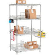 Global Industrial Nexel® 4 Shelf Chrome ESD Wire Shelving Unit Starter 60w X 18d X 63h P N B2351962