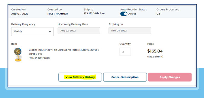 How do I view my Delivery History?